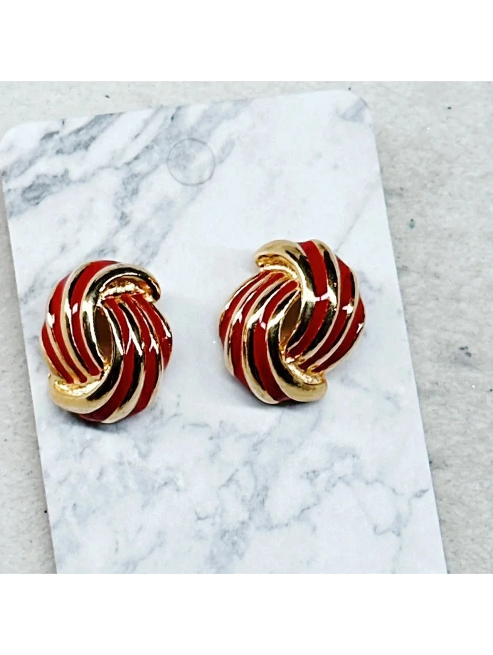 3005u. Red Enamel Vintage Earrings Costume